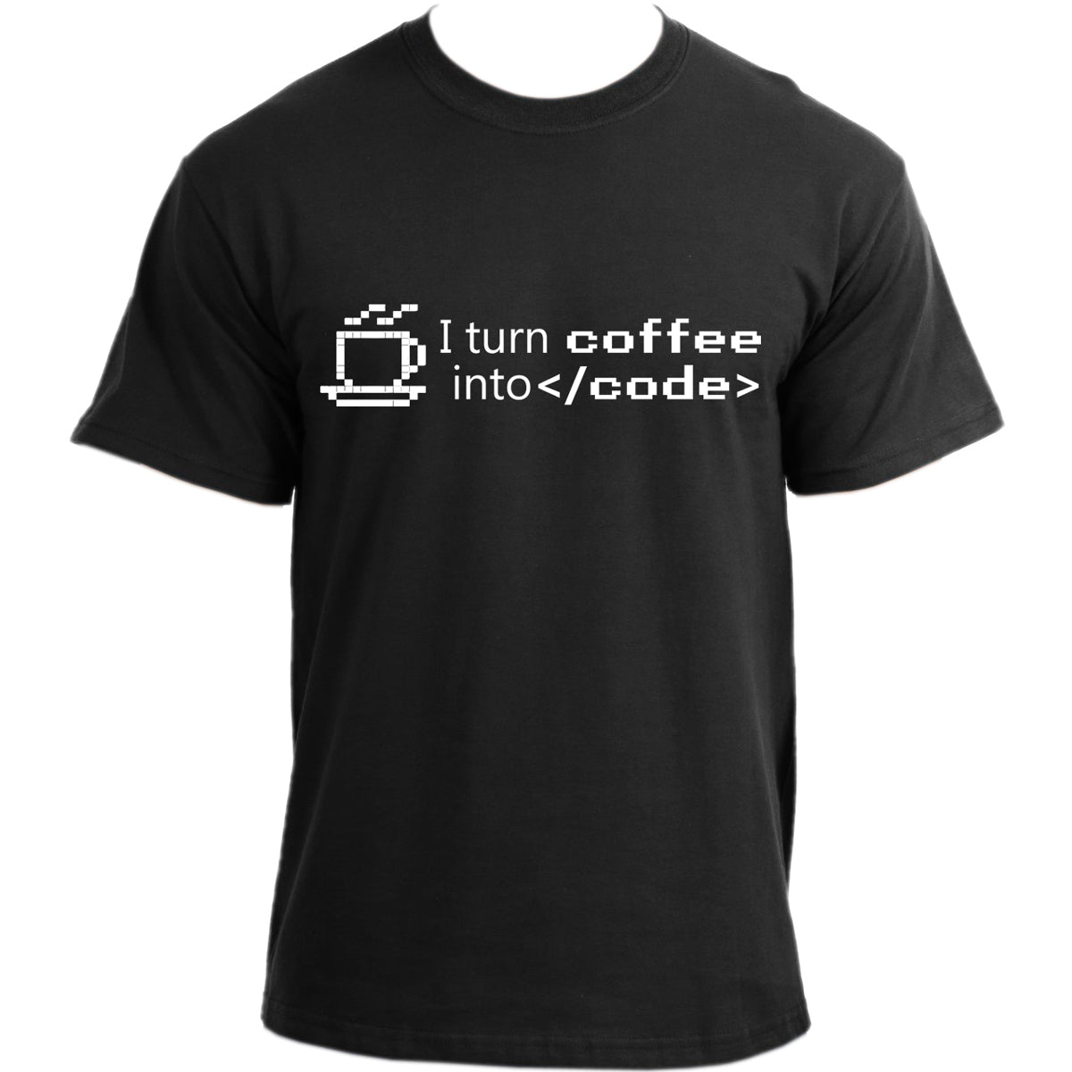 I Turn Coffee Into Code T Shirt - Funny Computer Programmers T-Shirt - Funky Geek Coffee Tshirt for Men
