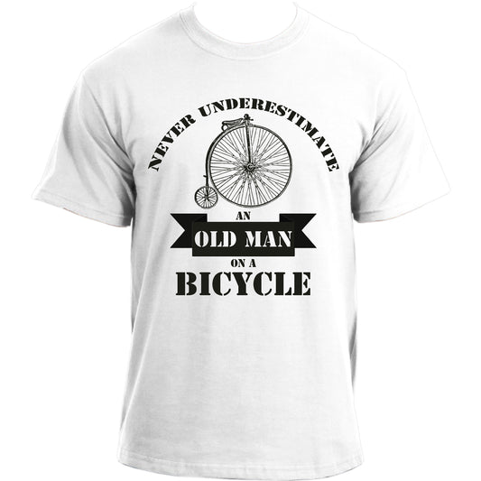 Never Underestimate An Old Man on a Bicycle Funny Cyclist T-shirt For Men I Cycling Tee Bike Sports Top Tshirt