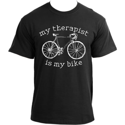 My Therapist Is My Bike T-Shirt I Cycling Top I Bicycle Tee Sports Cyclist Tshirt For Men