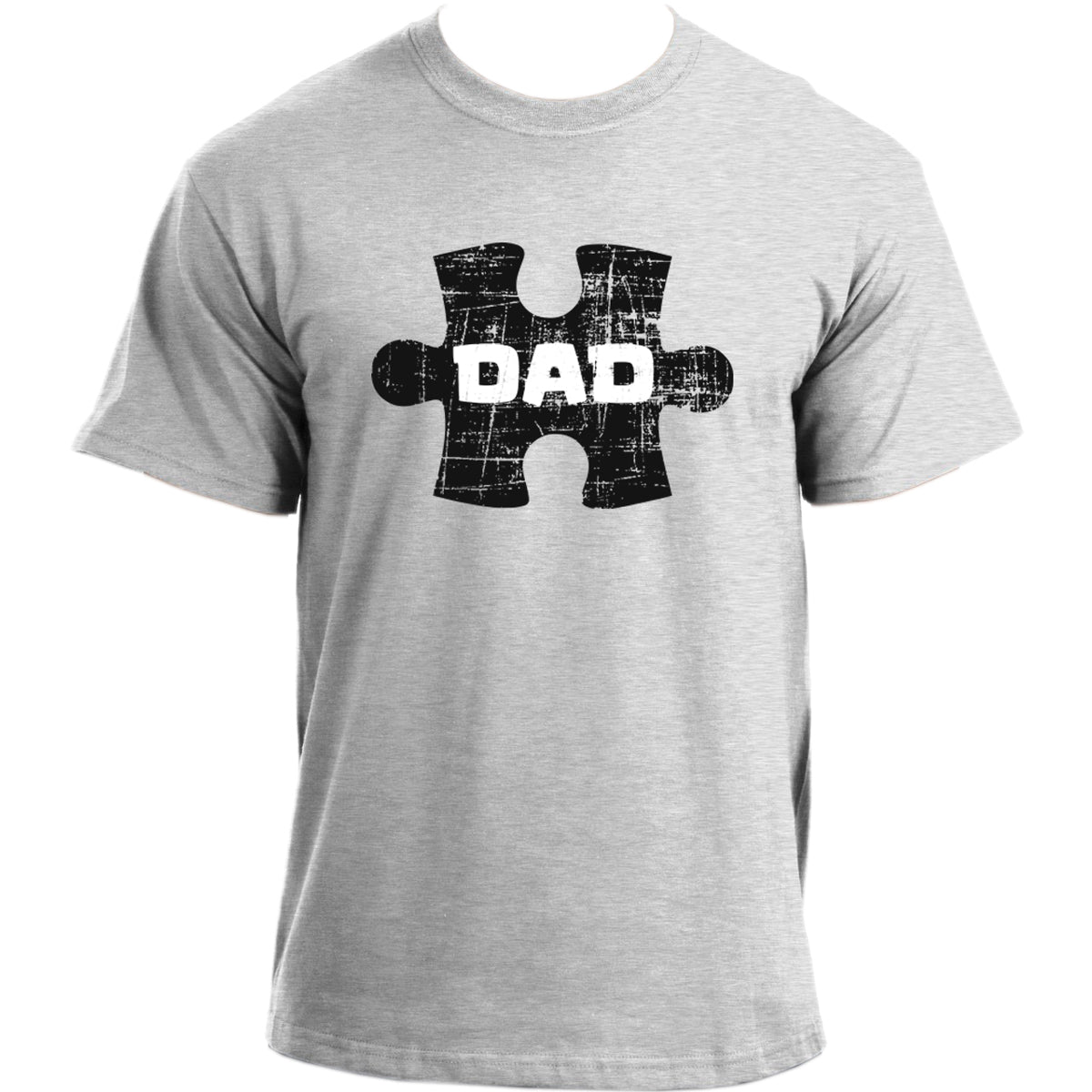 Autism DAD Distressed Puzzle T-Shirt I Autism Awareness T-Shirt  I Support Autistic Parents Tshirt For Men