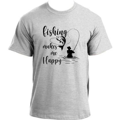 Fishing Makes Me Happy T-Shirt I Cool Gift for Fisherman Fish Mens T Shirt