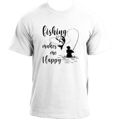 Fishing Makes Me Happy T-Shirt I Cool Gift for Fisherman Fish Mens T Shirt